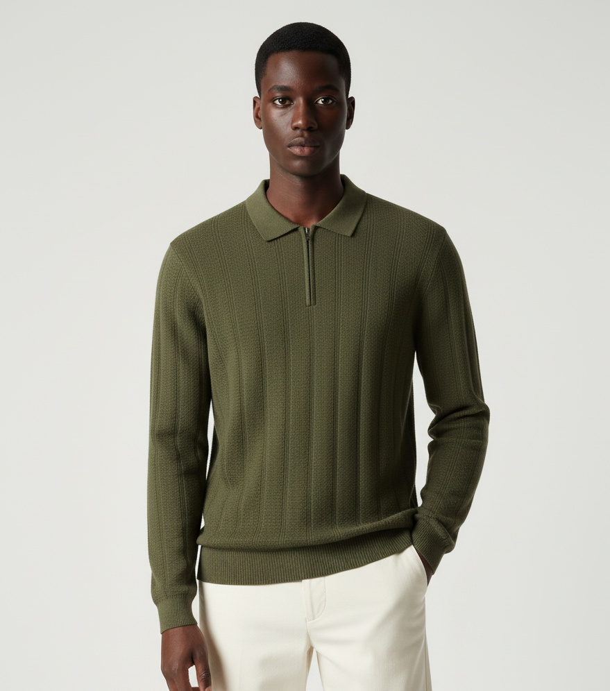 Knitted Polo Green